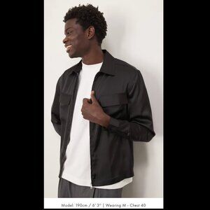 ASOS DESIGN Black Satin Overshirt Zip-Up Shirt Jacket – NWT